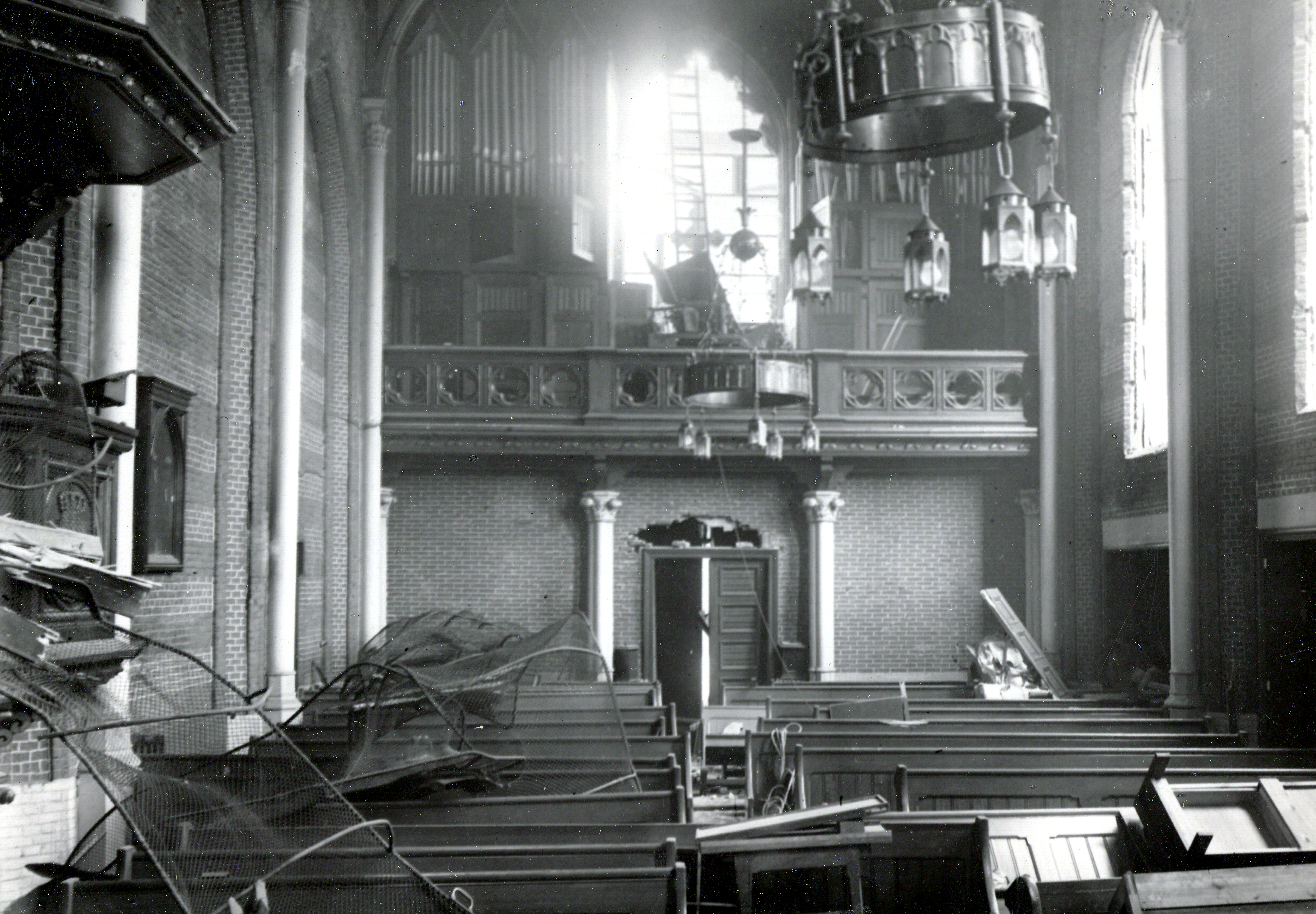 Sjømannskirken i Antwerpen fikk store skader etter bombeangrepet i februar 1945.